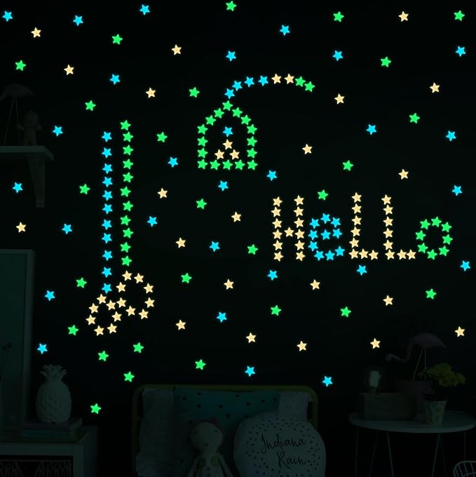 AM AMAONM 100pcs Glow in The Dark Luminous Stars Fluorescent Noctilucent - Image 4