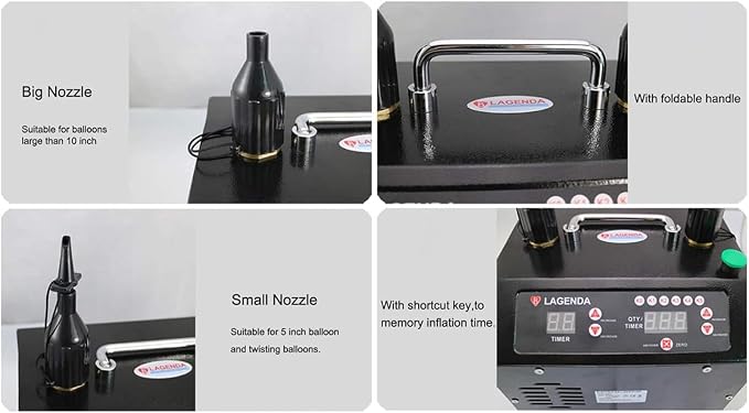 Electric Balloon Inflator Pump, 1400W Dual Nozzle Blower - Image 5