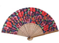 Folding Fan with Beautiful Fabric Printed BlackFlower creme by Salutto