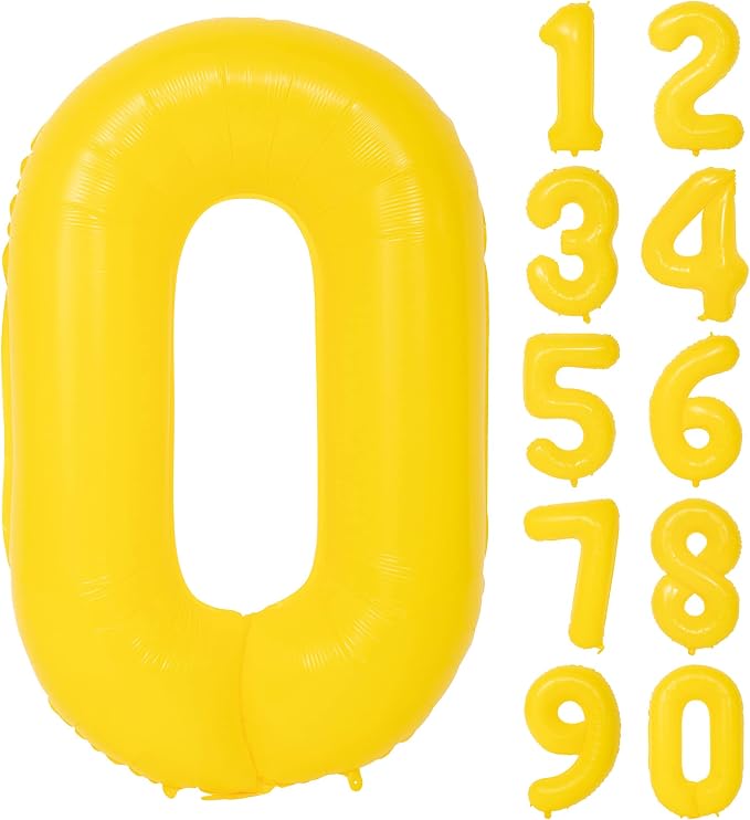 40 Inch Yellow Number 0 Foil Balloon Lemon Yellow Digital 0 Balloon | by YOIOZAIZAI