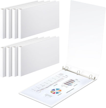 8 Pcs 11 x 17 Inch 3 Ring Binders 1 Inch Rings Heavy Duty View D Ring Binders Economy Holds 11" x 17" Paper for Artwork Blueprints, Office, Home, Work Places(White)