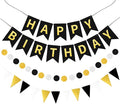 Black Gold Happy Birthday Banner, Happy Birthday Decorations Hanging Birthday by Unknown