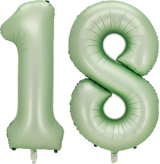 Sage Green Number 18 Balloon, 18 Balloon by BBPOOL