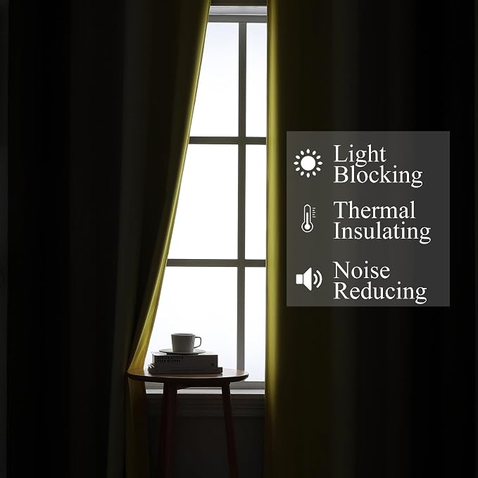 Yellow and Brown Blackout Curtains, Full Light Blocking Gradient Grommet Drapes - Image 3