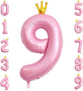 40 Inch Crown Pink Number 9 Balloon, Big Conjoined Light Pink Foil Mylar Helium by Unknown
