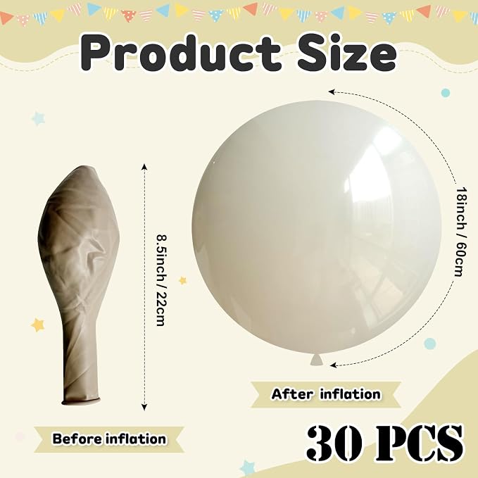 30pcs White Sand Balloons 18 Inch Large Balloon - Image 2
