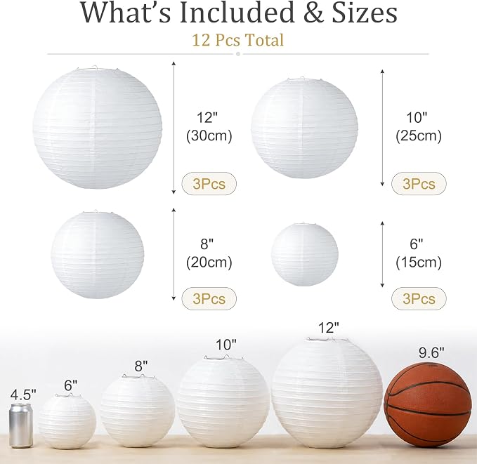 White Paper Lanterns, Baby Showers, Classrooms, Graduation Parties and Clean - Image 4