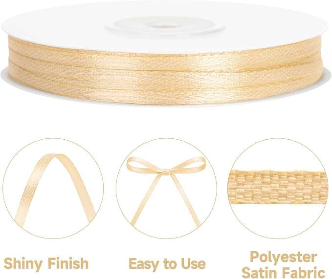 KINGLAKE Champagne Gold Satin Ribbon - Image 3