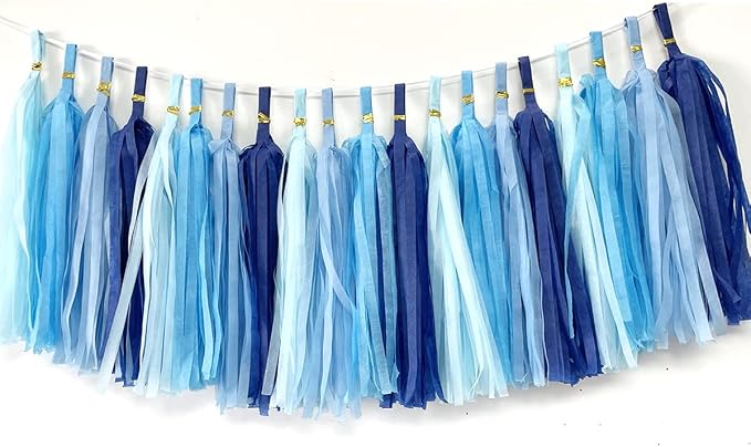 20pcs Tissue Paper Tassels Blue Tassel Garlands Party Tassels Banner | able by ZGjoy