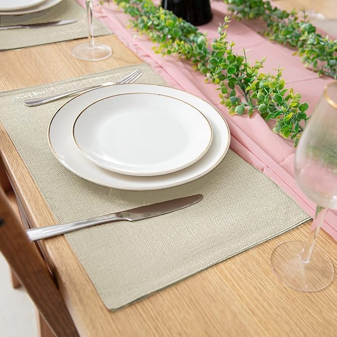 Cloth Placemats Set of 8, Linen Type Fabric Placemats Machine Washable Heat - Image 3