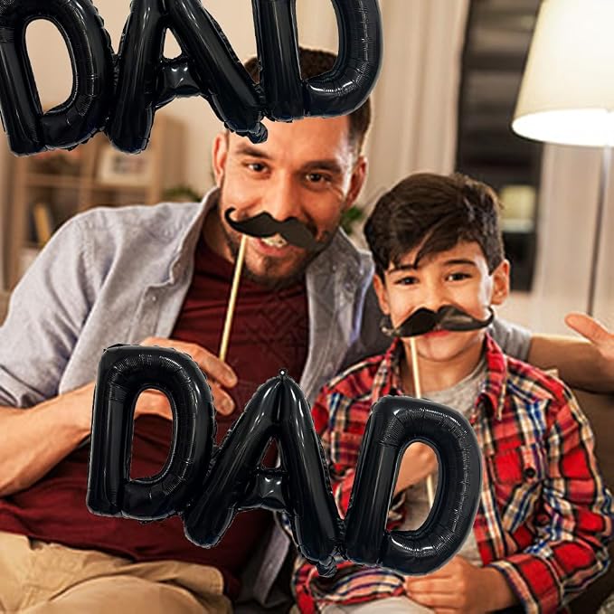 Black Dad Balloons Father's Day Balloons Conjoined Dad Foil Balloon Letter - Image 4