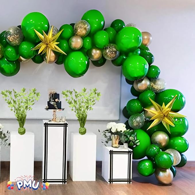 PMU 12 Pack Bursting Star Metallic Foil Spray Centerpiece- Lime Green Balloon - Image 2