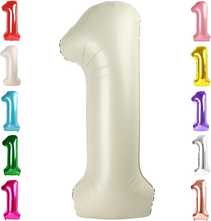 Number Balloons 1st Birthday Decorations, 40In Cream 1 Balloon by Mluchee