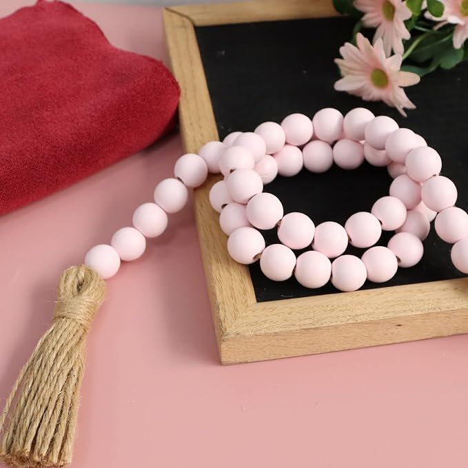 Meplait 39in Wood Bead Garland, Farmhouse Beads - Image 2