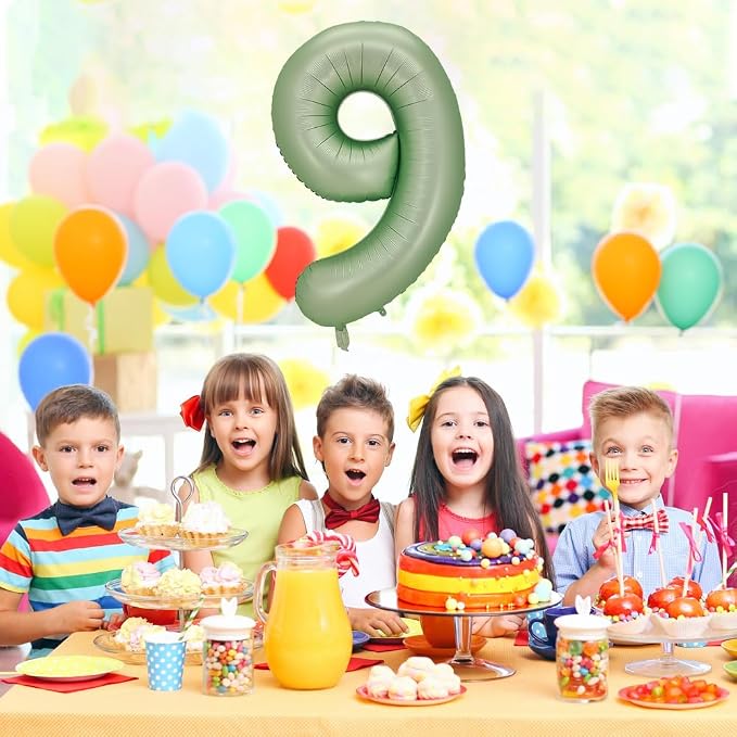 Number 9 Balloon, 40-Inch Sage Green Number Balloon | 40-inch foil balloon - Image 3