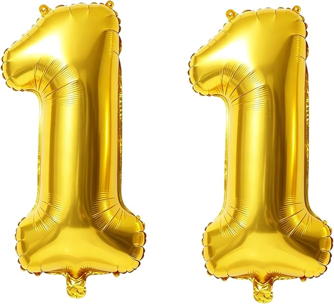 40 Inch Number 11 Balloons for 11th Birthday Party Decorations, 0-100 Gold by FOBELEC