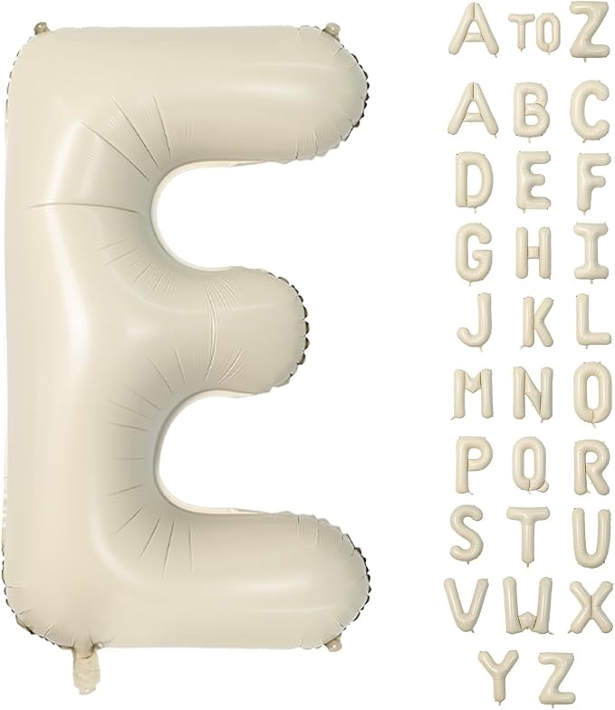 Biapian 40 Inch Letter E Balloons, Giant Cream E Foil Balloon, Big Single by BIAPIAN