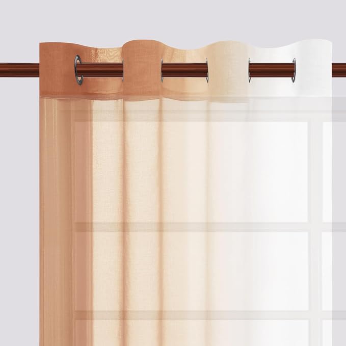 DWCN Faux Linen Ombre Sheer Curtains - Image 6
