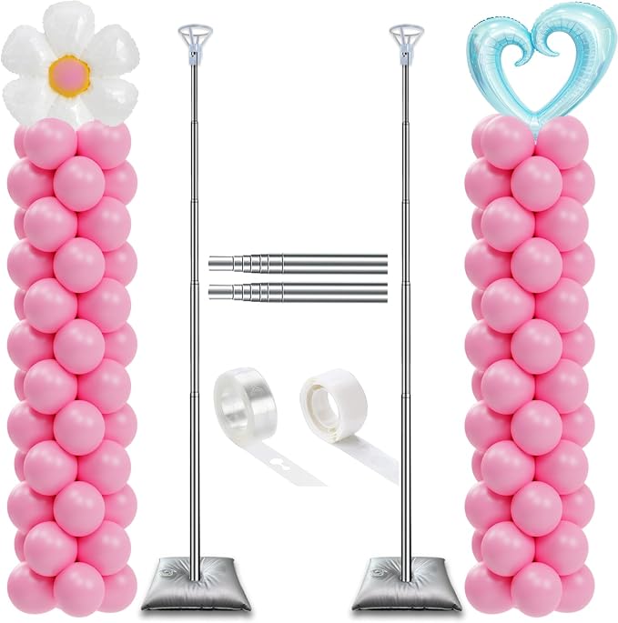 DECOJOY Balloon Column Stand Set of 2, Adjustable 7 Feet Ballon Arch Stands by Decojoy