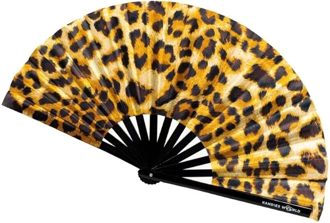 Kandies World UV Reactive Custom Festival Folding Hand Fan - Unique Designs, Made of Bamboo, Clacking Sound, Lightweight - Perfect Rave and Festival Accessory!