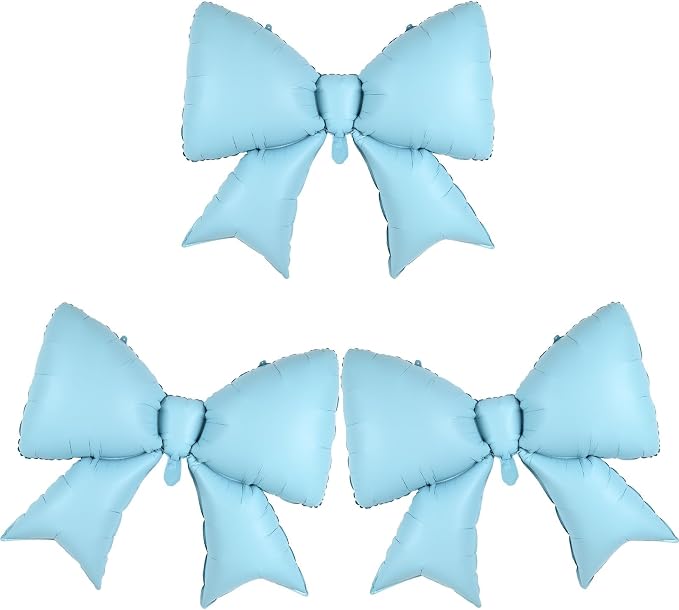 Blue Bow Balloons 38 Inch, Light Blue Giant Bow Shaped Foil Mylar Balloons - Image 9