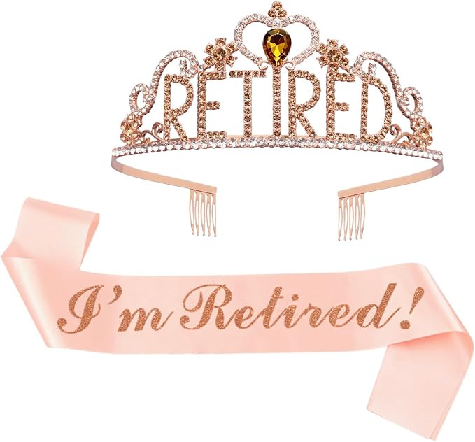 JETKONG Retirement Party Decorations Retired Tiara/Crown, Retired Sash by JETKONG