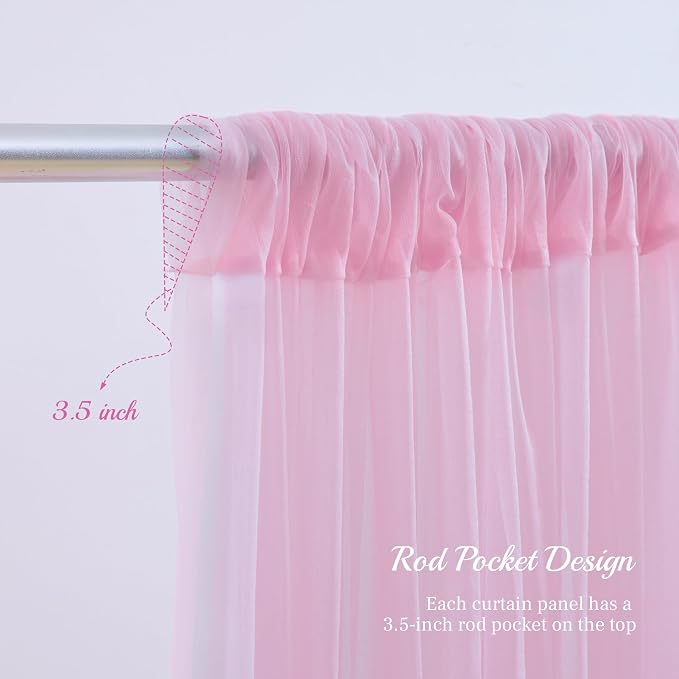10x10ft Pink Tulle Backdrop Curtain - Image 7