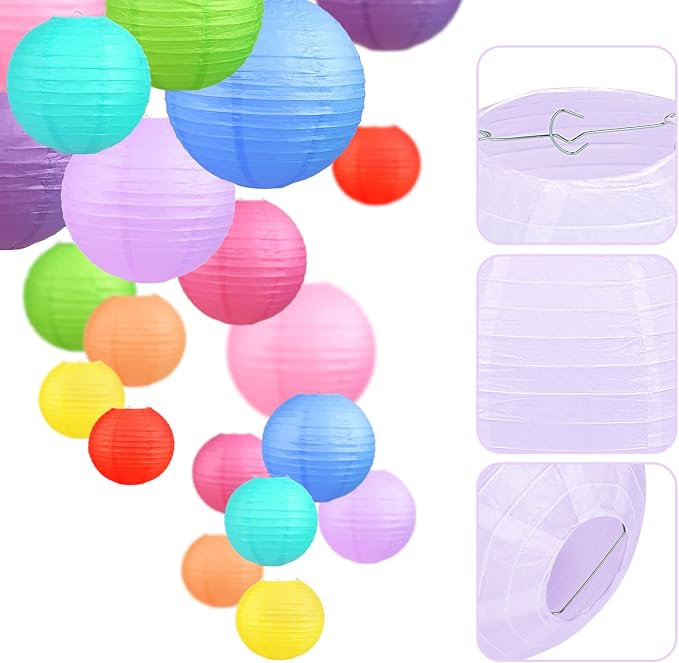 LIHAO 20PCS Colorful Paper Lanterns - Image 7