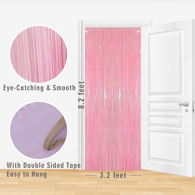 GOER 6.4 ft x 8.2 ft Foil Fringe Curtains Party Photo Backdrop Party Streamers - Image 3