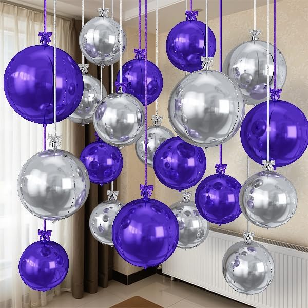 Purple Silver Round Foil Balloons by Togvu