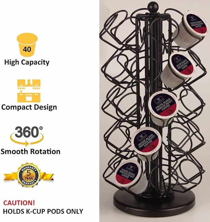 K Cup Holder, Coffee Pod Holder Storage Organizer Stand, 40 Pods Carousel | K - Image 3