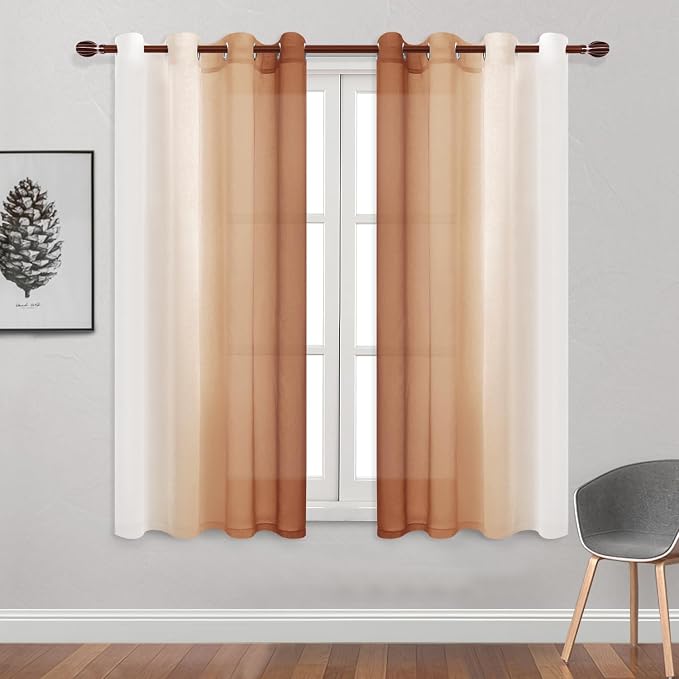 DWCN Faux Linen Ombre Sheer Curtains - Image 2