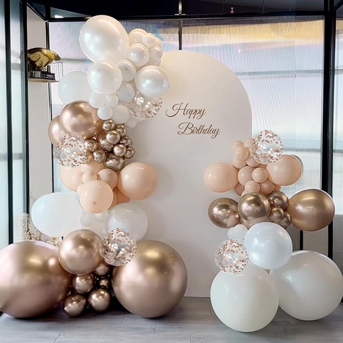 White Champagne Gold Balloon Garland Arch Kit - Image 4