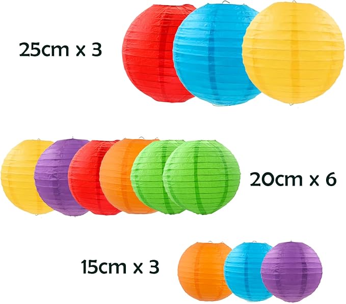 ZOOYOO Rainbow Paper Lanterns, Fiesta Mexican Party Round Hanging Paper - Image 2