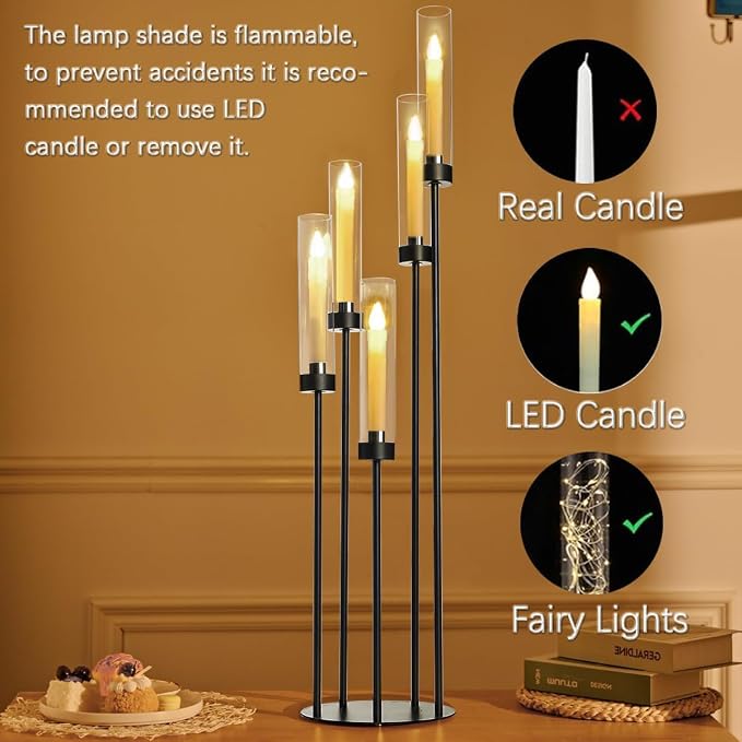 39.8''Matte Black Candle Holder - Image 2