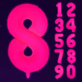 Mega-L Glow in The Dark Party Supplies, 40 Inch Fuchsia Number 8 Balloon | Glow by Mega-Loopolis