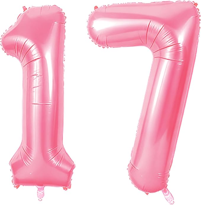 Number 17 Balloons for 17th Birthday Party Decorations, 0-100 Large No.17 by Joycard