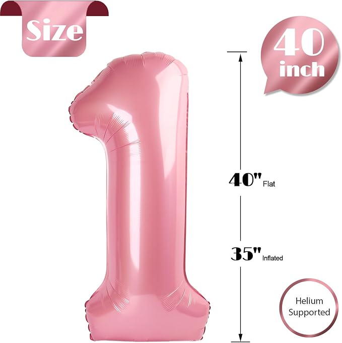 Pearl Pink Number 1 Balloon 40 Inch - Image 5