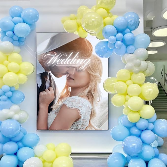 MEBAY Blue Yellow White Balloon Garland Arch Kit - Image 5