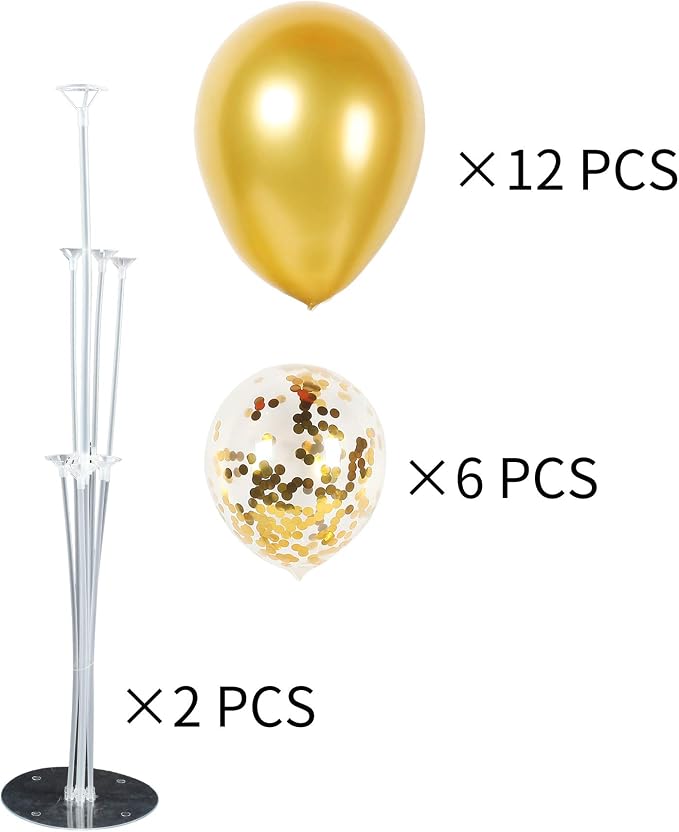 2Set Gold Balloons Stand, Baby Shower, Anniversary Table Party - Image 3