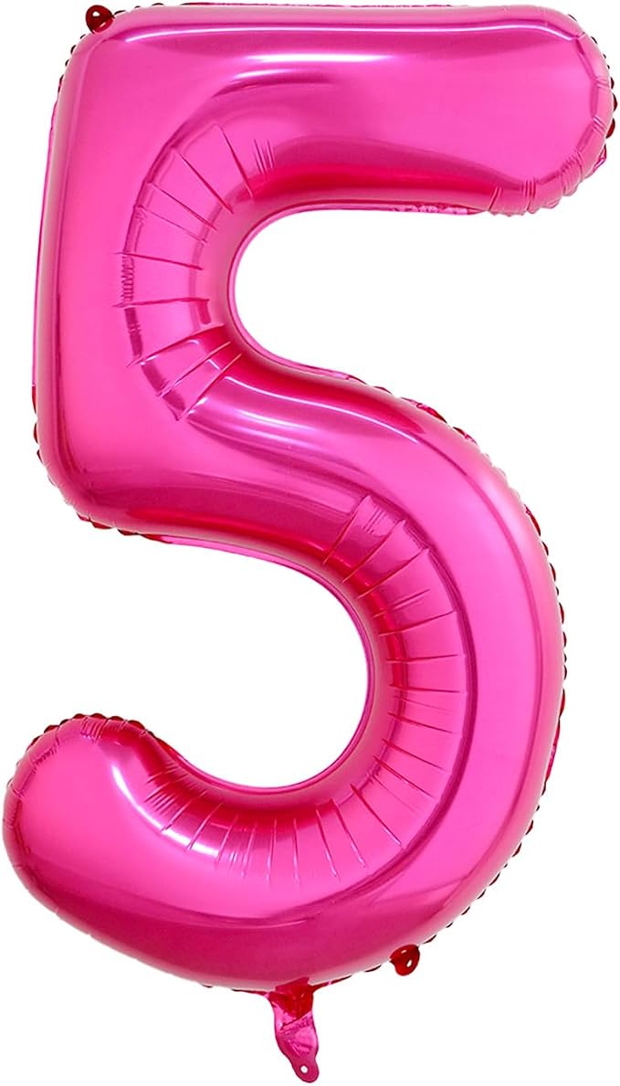 40 Inch Hot Pink Number 5 Balloon, Giant Number Balloons, Birthday Decor | by Unknown