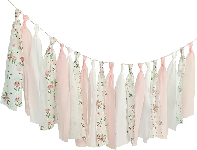 Blush Floral Tassel Garland Pink Hanging Decor by Mybbshower