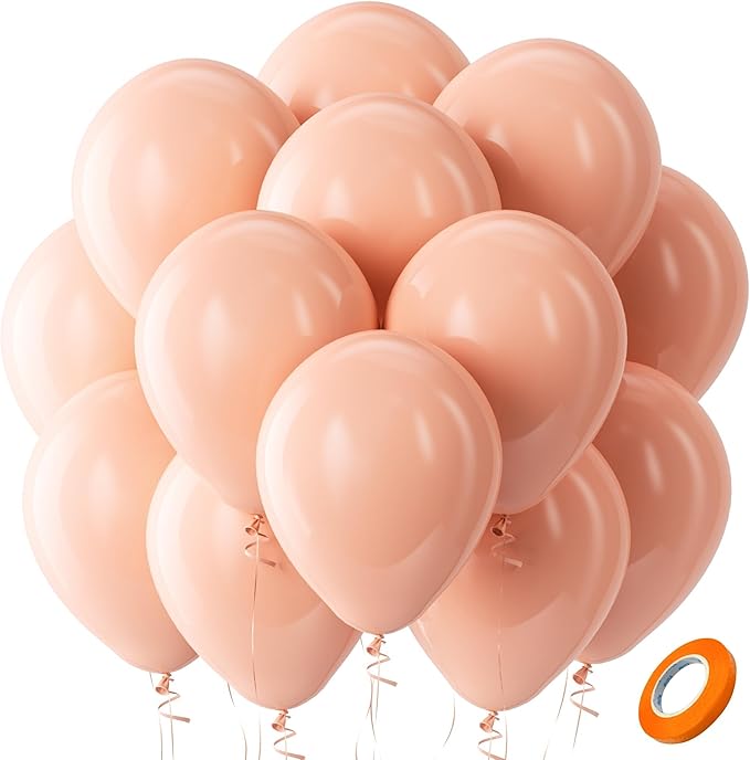 Bezente Pastel Orange Latex Round Helium Party Balloons 100 Pack 12 inch | by Bezente