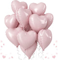 Baby Pink Heart Balloons, 18 Inch Pink Heart Balloons, Pastel Pink Helium Foil by TAOYE