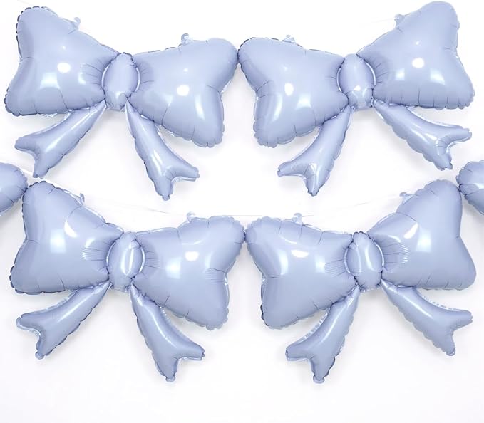6 Pieces Bow Balloons, Light Purple Metallic Foil Bow Balloon, Big Pastel - Image 4