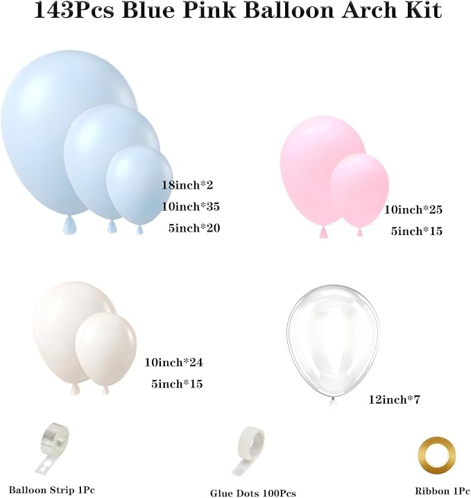 Pink and Blue Balloons Garland Arch Kit - Image 2