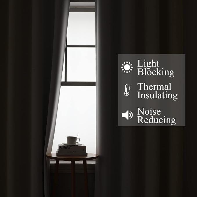 Beige and Greyish White Ombre Blackout Curtains 45 Inch Length 2 Panels - Image 3