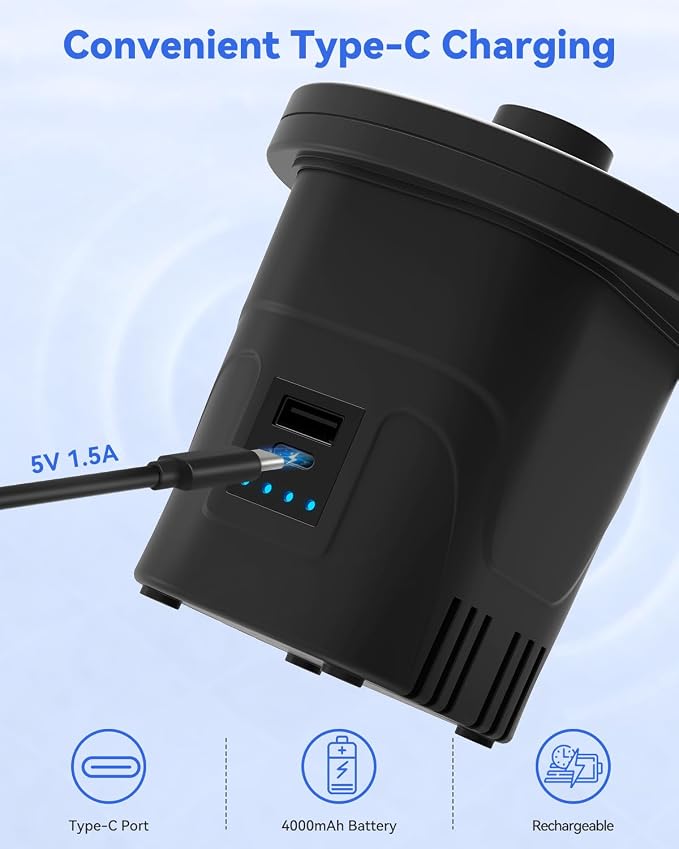 Dr.Meter 4000mAh Rechargeable Air Pump - Image 5
