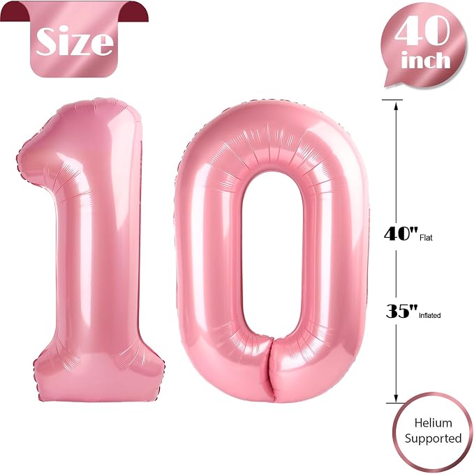 Pastel Pink Number 10 Balloon 40 Inch - Image 5