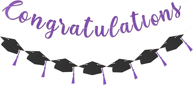 Class of 2026 Graduation Decorations Pre-Strung Glitter Congratulations Banner by Unknown